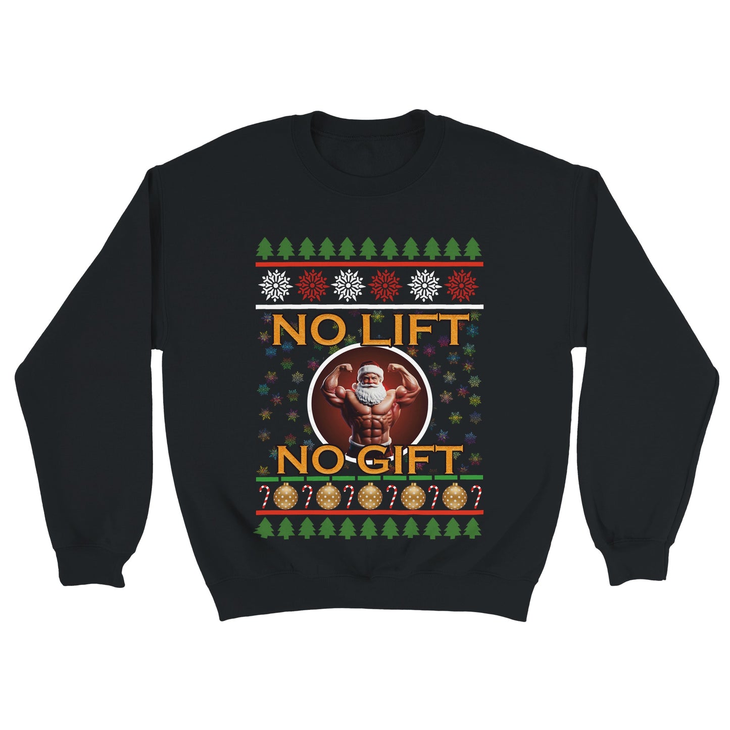no lift no gift ugly christmas sweater schwarz